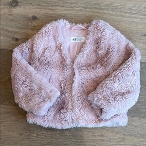 H&M Light Pink Faux Fur Kids Coat